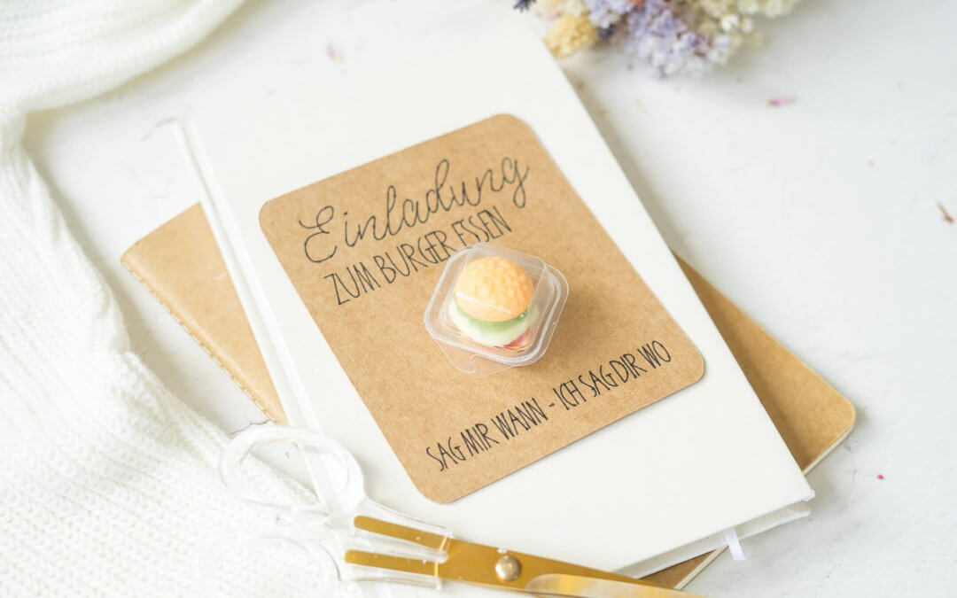 6 Einladungskarten zum Burger essen – Geschenkkarten